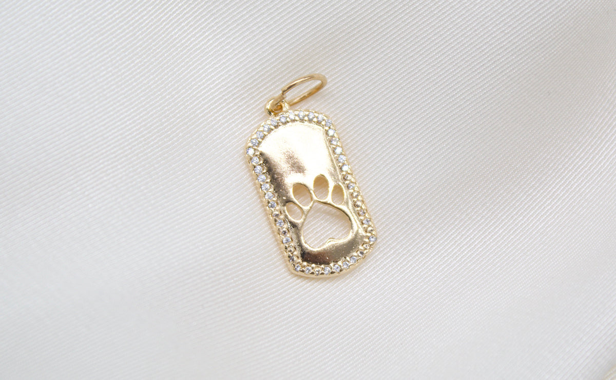 18k Gold Filled Dog Paw Heart Lovers Pendant