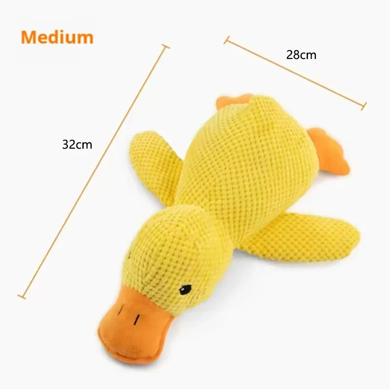 Dog sleeping with a dog hug duck toys to relieve boredom of little yellow duck pet interactive plush doll pet supplies